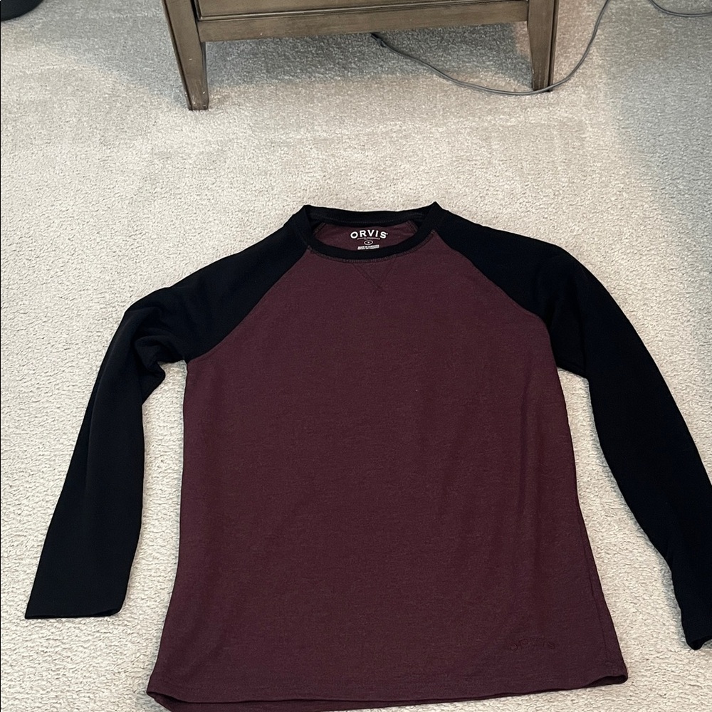 Orvis Maroon and Black Raglan Shirt lounge men’s small